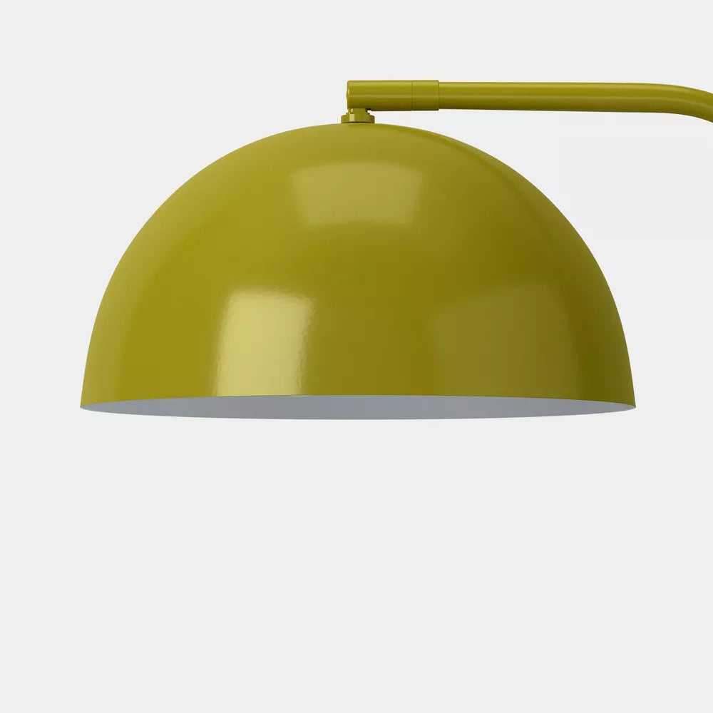 Glänzende Metall Schreibtischlampe mit Kuppelschirm, Drucktaster am Sockel