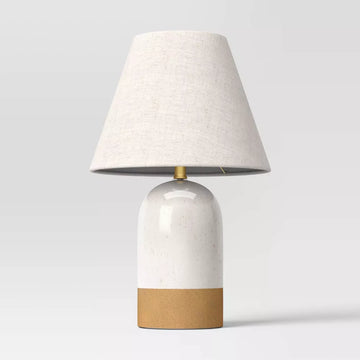 Keramik Tischlampe mit Textilschirm, Ein-Aus Schalter